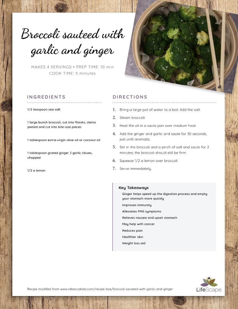 Broccoli, garlic and ginger recipe